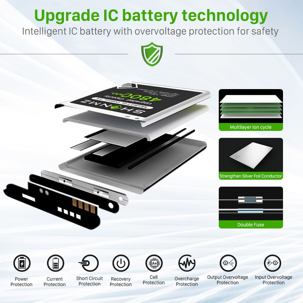 SHENMZ Galaxy S4 Battery,[Upgraded] 4800mAh Li-Polymer EB-B600BE Replacement Battery for Samsung Galaxy S4 EB-B600BE,AT&T I337,Verizon I545,Sprint L720,T-Mobile M919,R970,I9500,I9505