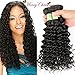 Golden Rule Hair 3 Bundles Virgin Brazilian Hair Deep Wave Human Hair Extensions Unprocessed Human Hair Weave Natural Color Can Be Dyed and Bleached (14 16 18)