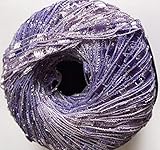 Lilac Shades Mini Ladder Glitz Yarn - Pale Purples with Silver Sparkle Ribbon Yarn - 50 Gram