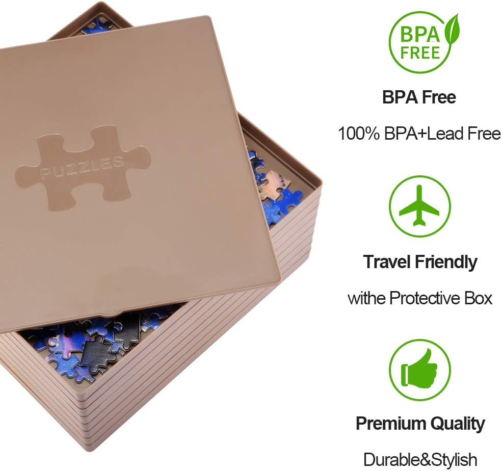 Puzzle Sorting Trays with Lid, 8 Trays Jigsaw Puzzle Sorters 10 x 10 inch, Puzzle Accessories Fit 1500/2000 Pieces Puzzle Gift for Puzzlers, Brown: Toys & Games