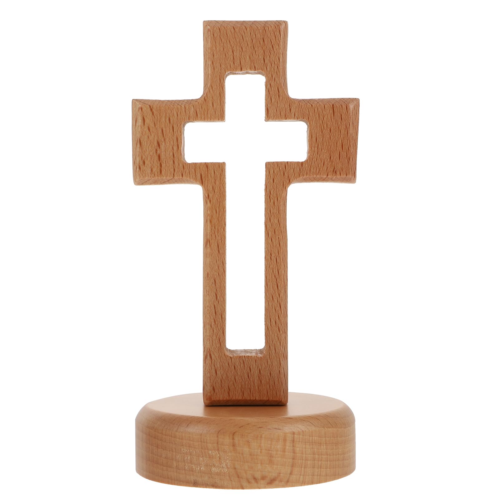 Artibetter Solid Wooden Cross Decoration for Room Tabletop Christian Ornaments Religious Home Display 5.7 Inch Hollow Standing Crucifix