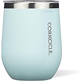Corkcicle Stemless Wine Tumbler - Keeps Drinks Cold for 6 Hours - Triple-Insulated Stainless Steel - Non-Slip Base - Summer Drinkware Gift - Keeps Drinks Ice Cold - 12 oz - Gloss Powder Blue