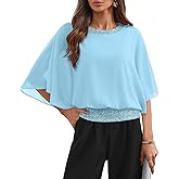 For G and PL Women's Dressy Sequin Formal Top 3/4 Dolman Sleeve Chiffon Shirt Blouses