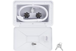 VECKYJL Rv Outside Shower, Camper Outdoor Shower Kit, Rv Exterior Faucet Box with Head and Hose for Travel Trailer Van and Boat, White