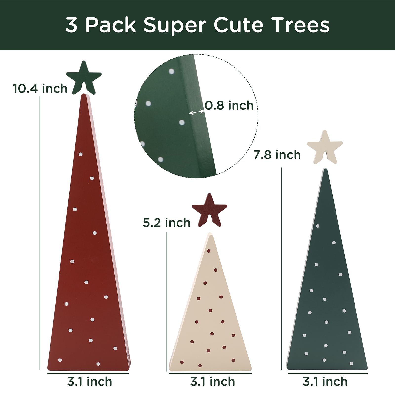 Christmas Decorations-Three Sizes Wooden Tree Sign with Star-Christmas Decorations for Home Shelf Mantel Fireplace Table Party Decor