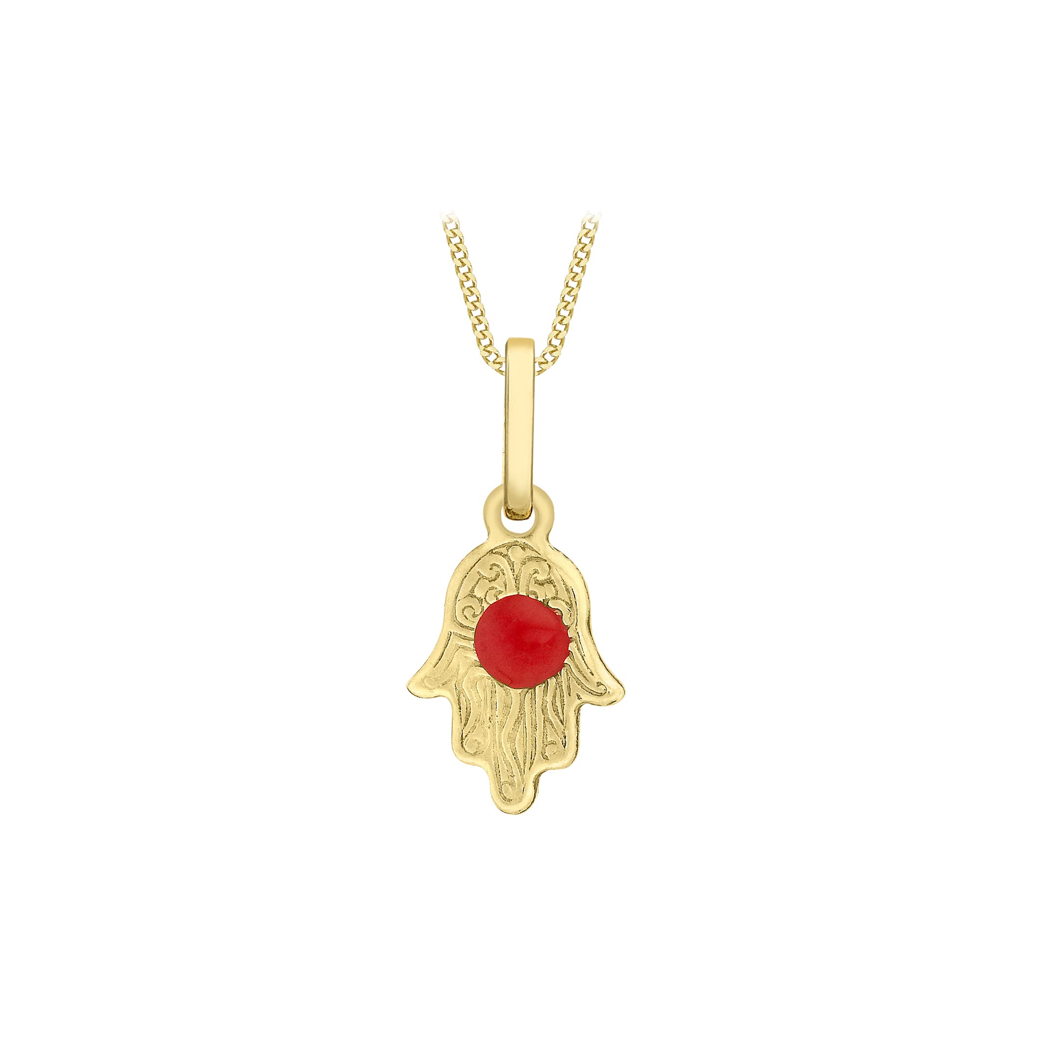 CARISSIMA Women's 9ct Yellow Gold Enamel Hamsa Hand Charm Pendant