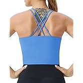 THE GYM PEOPLE Women's Cross Back Sports Bra Halter Neck Workout Crop Tank Tops with Removable Pads