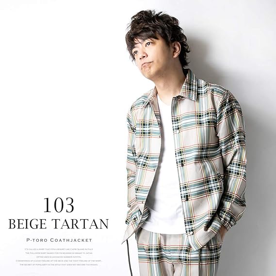 ジェネレス コーチジャケット ジャケット ポリトロ ライトアウター 秋 シャツジャケット メンズ L 103 ベージュタータン コート ジャケット 通販 Amazon