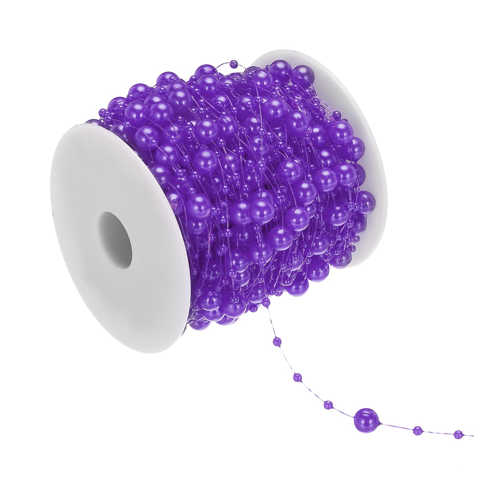 PATIKIL 8+3mm Pearl String, 98.4Ft/30m 1 Roll Pearl Trim Artificial Pearl Strand Spool for DIY Jewelry Decor Wedding Party Christmas Trees, Purple
