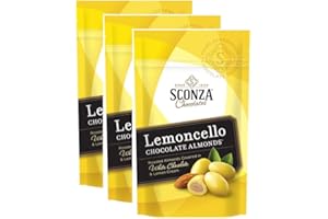 UMEBEAM Sconza Chocolates Lemoncello Chocolate Almonds Stand Up Pouch, 5oz - Pack of 3