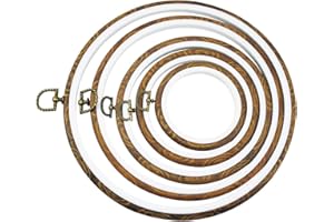 guofa 5pcs Embroidery Hoop Set - Decorative Cross Stitch Frames Circle Imitated Wood Resin Display Hoops Ring for Needlework Sewing Projects (5 Different Sizes)