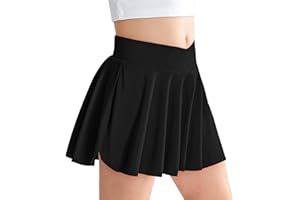 BKIXHV Girls' Athletic 2-in-1 Flowy Cheer Dance Biker Shorts Tennis Skirt Butterfly Skorts with Pocket for Girl Size 5-14 Years