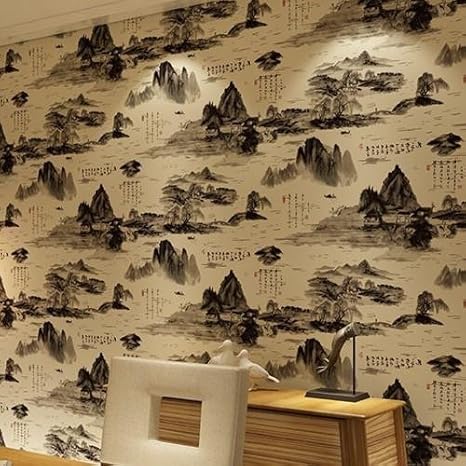 Amazon 1 中国古代の風景壁紙絵画壁紙茶屋は リビングルームの Tv の背景中国の古典的な壁紙壁紙調査の多くの ラグ カーテン ファブリック オンライン通販