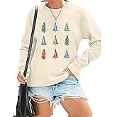 YHHR Womens Christmas Sweatshirt Christmas Tree Graphic Long Sleeve Shirts Xmas Holiday Pullover Tops Blouse