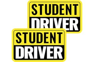 FOWEROTY 1|2|3|4 Pack Student Driver Sticker Magnet for Car, Weather-Resistant, Reflective, 5.71"*3.54" - Golden Ratio Dimension, 2pcs（Yellow/Black-Student）