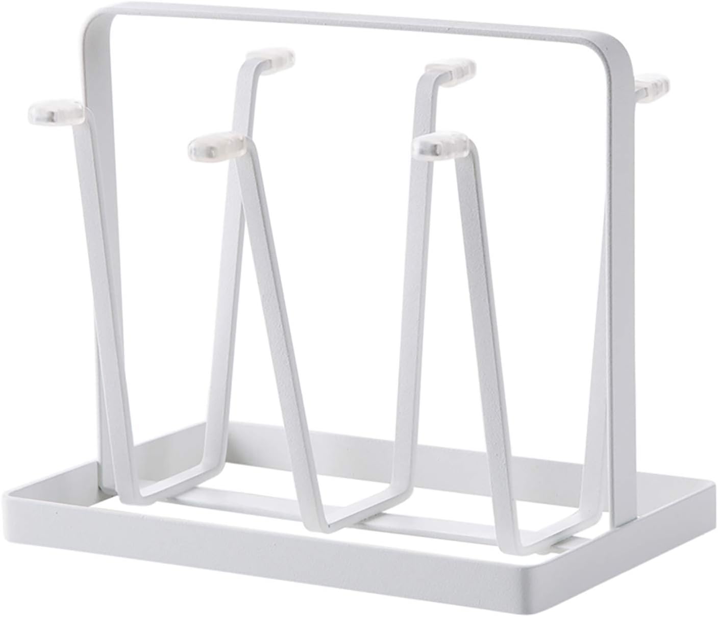 VANRA Mug Holder Hanger Stand Drinkware Drying Rack Cup Drainer Kitchen Countertop Mugs Organizer with 6 Hook (Metal Steel, White)