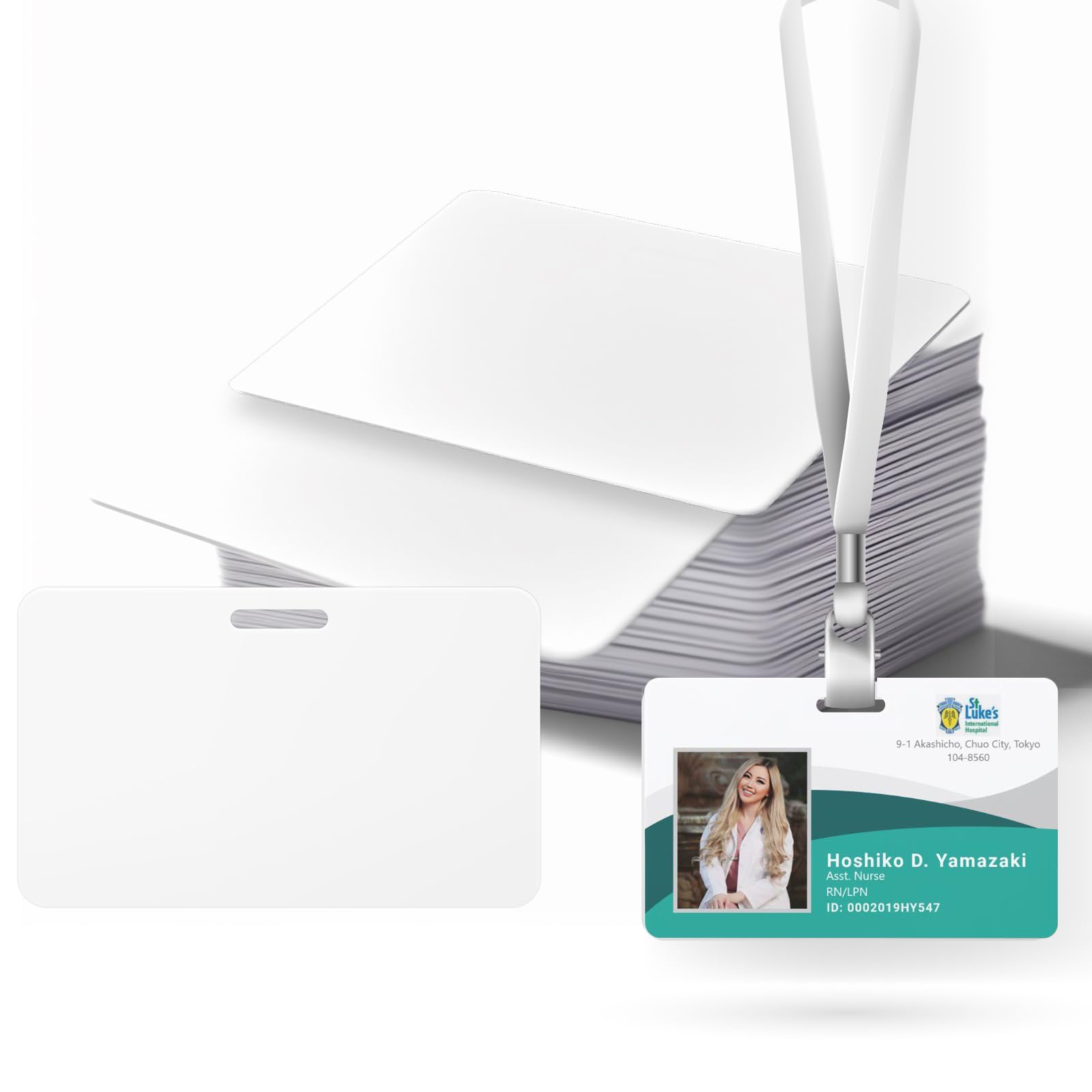 Photo 1 of 100 Pack-Premium Blank PVC Cards with Slot Punch on Long Side, Lumanious CR80 30Mil (CR8030) Horizontal Slot Punch Blank Credit Cards for Business Office Photo ID Badge Printers