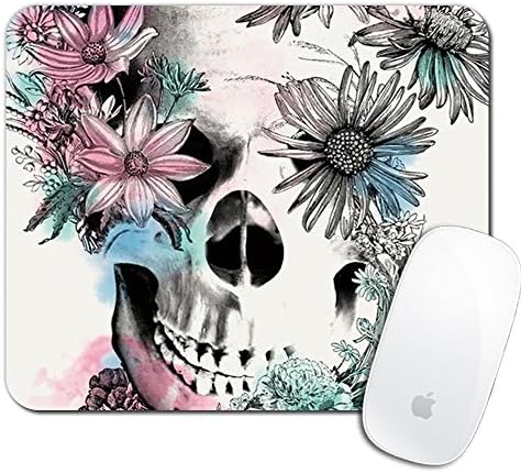 Royal Up Flower Skull Custom Mouse Pad Gaming Mat Keyboard Pad Waterproof Material Non-slip Personalized Rectangle Mouse pad (9.4x7.8x0.08Inch)