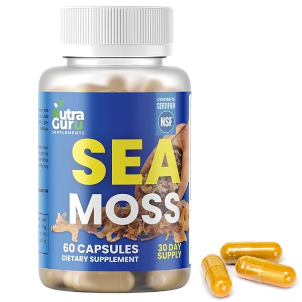 NUTRA GURU SEA MOSS CAPSULES – 90 IRISH SEA MOSS CAPSULES WITH BIOPERINE, BLADDERWRACK, AND BURDOCK ROOT – HIGH-POTENCY PILLS FOR IMMUNITY, GUT, AND ENERGY