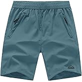 TBMPOY Men's Hiking Shorts Quick Dry Athletic Gym Workout Short with Zipper Pockets