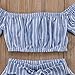 MAINESAKA Toddler Girl Stripe Off-Shoulder Tube Top + Pant Set Outfit (Blue, 1-2Years)