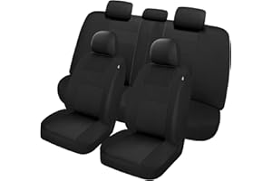 VarCozy Car Seat Covers Full Set, Breathable Cloth Front and Rear Split Bench Seat Covers for Car, Universal Cloth Seat Covers for SUV Sedan Van, Automotive Interior Covers, Airbag Compatible