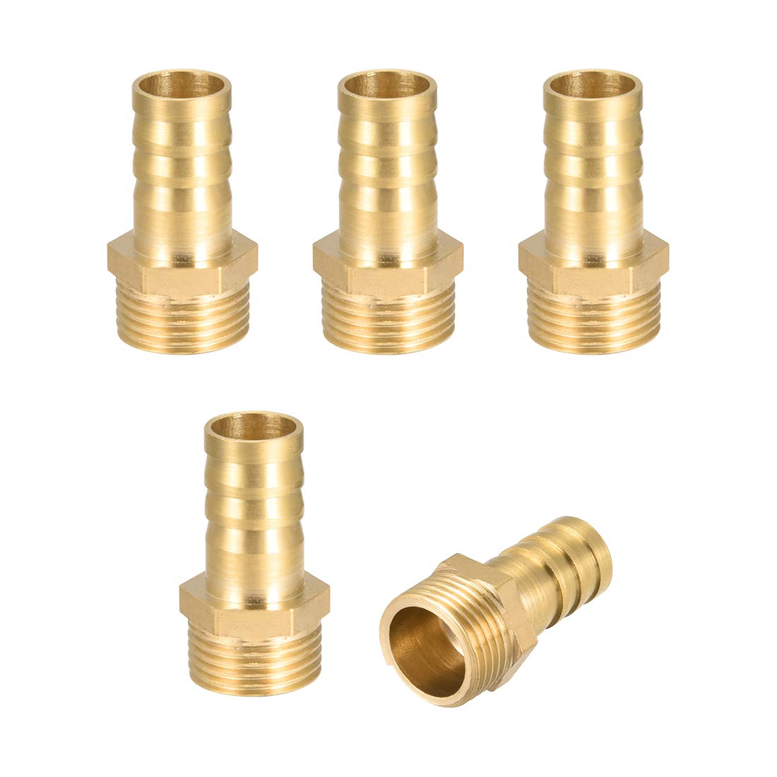 sourcing map Brass Hose Barb Fitting,Connector,12mm Barb x G3/8 Male Pipe Adapter,5Pcs