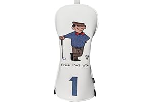 Golf Club Cover for Driver Fairway Wood Hybrid Mallet Putter Cover, Wootfairy Golf Club Headcovers Waterproof Leather White Accessories Compatible with Taylormade Odyssey and More Brand