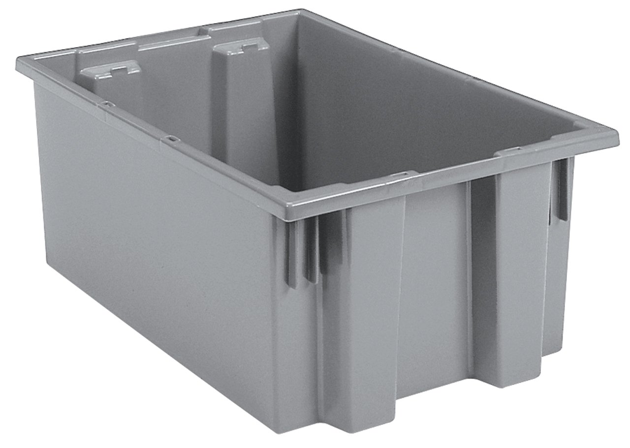 Akro-Mils 35190 Nest and Stack Plastic Storage and Distribution Tote, 19.5-Inch L by 15.5-Inch W by 10-Inch H, Grey, Case of 6