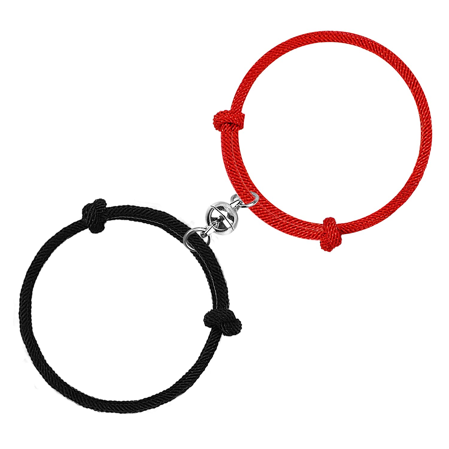 uwows 2pcs Couple Bracelets String Rope Promise Long Distance Matching Bracelet Jewelry Gift for Valentine's Day,Anniversary (Magnetic Ball)