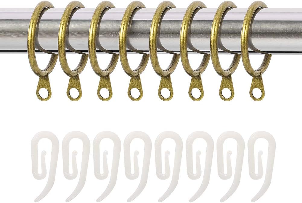 tonyg-p 20 Pack Metal Curtain Rings with Plastic Curtain Hooks, 30mm Internal Diameter Curtain Drapery Pole Rod Rings (Brass) - Image 5