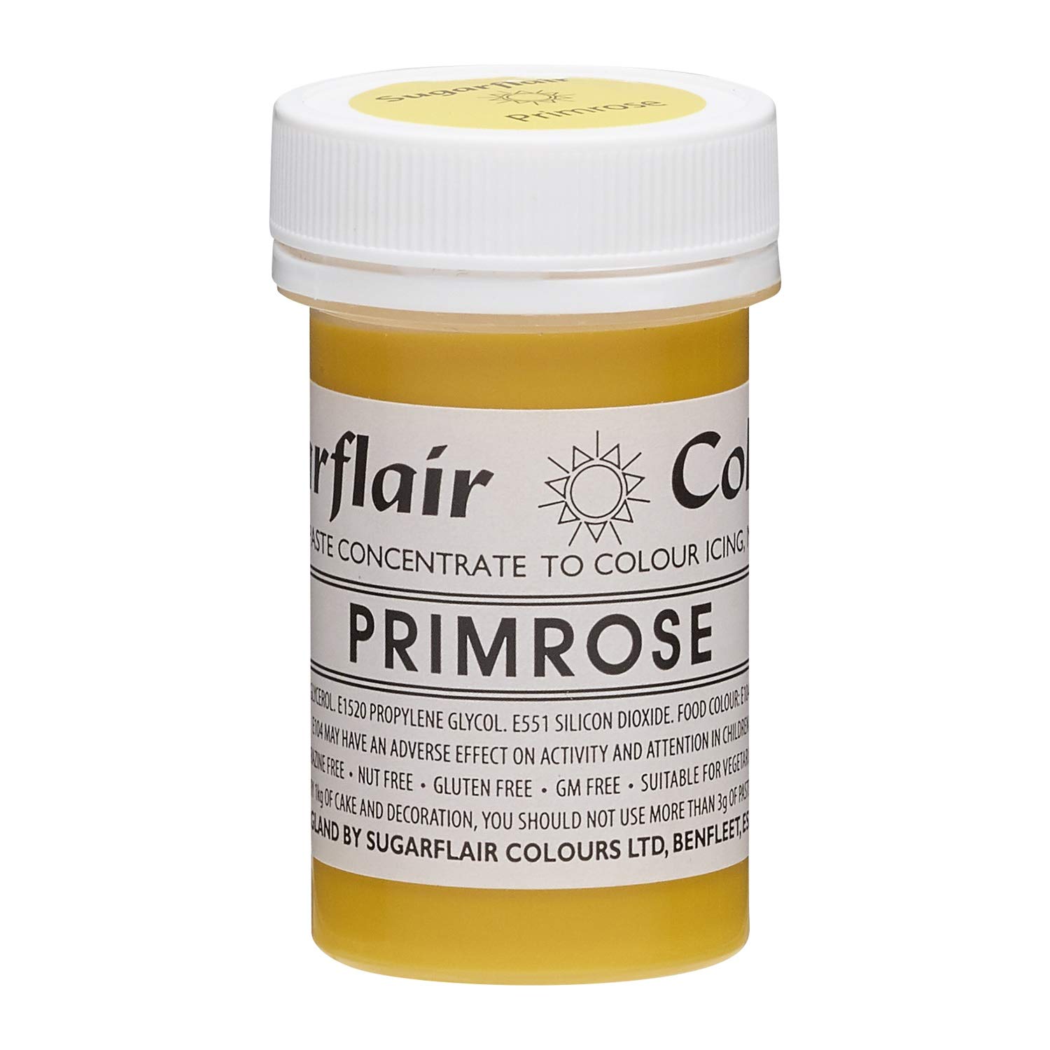 Sugarflair Tartranil Primrose Food Colouring Paste, Highly Concentrated Food Colouring for Buttercream, Sugar Paste, Royal Icing, Cake Mixes and More! Vibrant Colour Food Dye - 25g