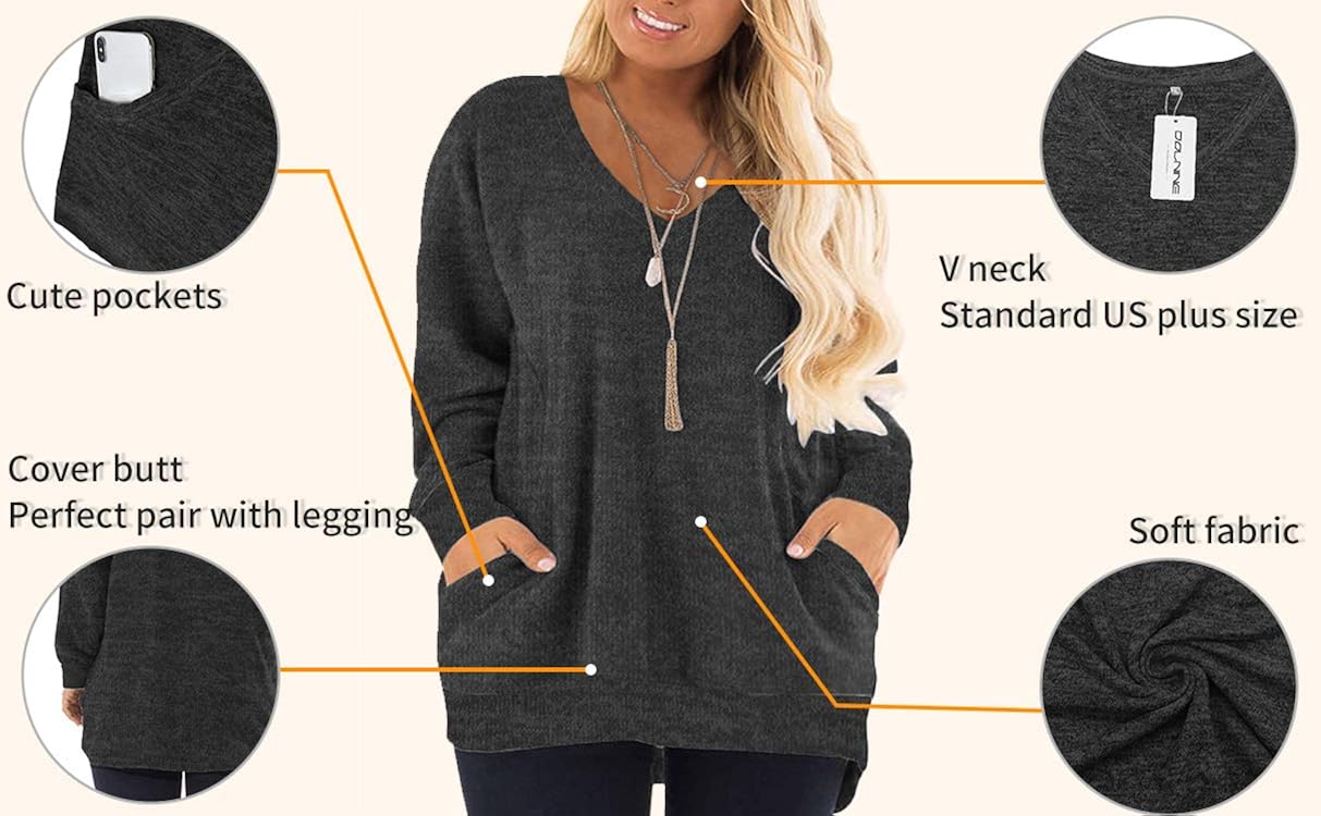 DOLNINE Women's Plus Size Sweatshirts Color Block Long Sleeve Pocket Shirts Tops at  Women’s Clothing store