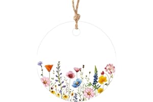 joycraft 50Pcs Round Floral Gift Tags, 2.1In Blank Gift Tags with String, White Paper Hanging Labels for Present Wrapping, Pa