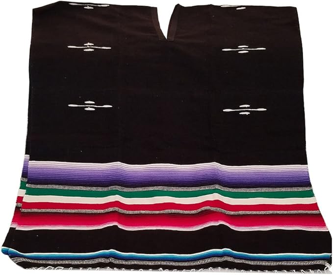 Mexican Blanket Poncho Authentic Serape Heavy Bulk Pullover Ponchos