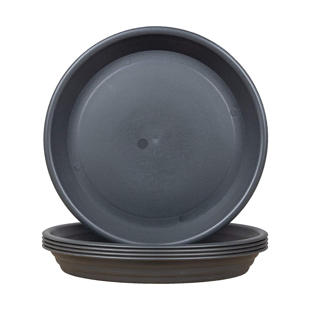 LIKOSO 5 Pcs Plants Saucers, Plastic Plant Pot Saucers Large, ​Flower Pot Drip Trays for Indoor and Outdoor Plants - Gray,22 CM