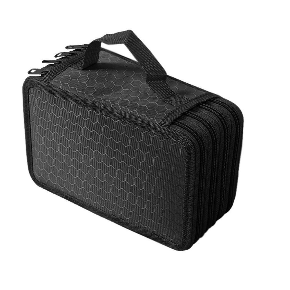 YFZYT Pencil Case, 4 Layers Canvas, 72 Slots Portable, Durable Square Sketch Pencil Case for School or Office - Black