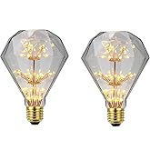 Qixivcom 2-Packs 3W D95 Retro LED Edison Bulbs E26 Led Starry Light Bulb Vintage Diamond LED Decorative Firework Light Bulb D95 Starlight Bulb 2300K Warm White Antique Bulb for Bedroom Living Room