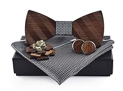 Clip on Bow Tie Handmade Handcrafted Walnut Wood