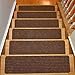 Stair Treads Collection Set of 13 Indoor Skid Slip Resistant Carpet Stair Tread Treads (8 inch x 30 inch) (Brown, Set of 13)