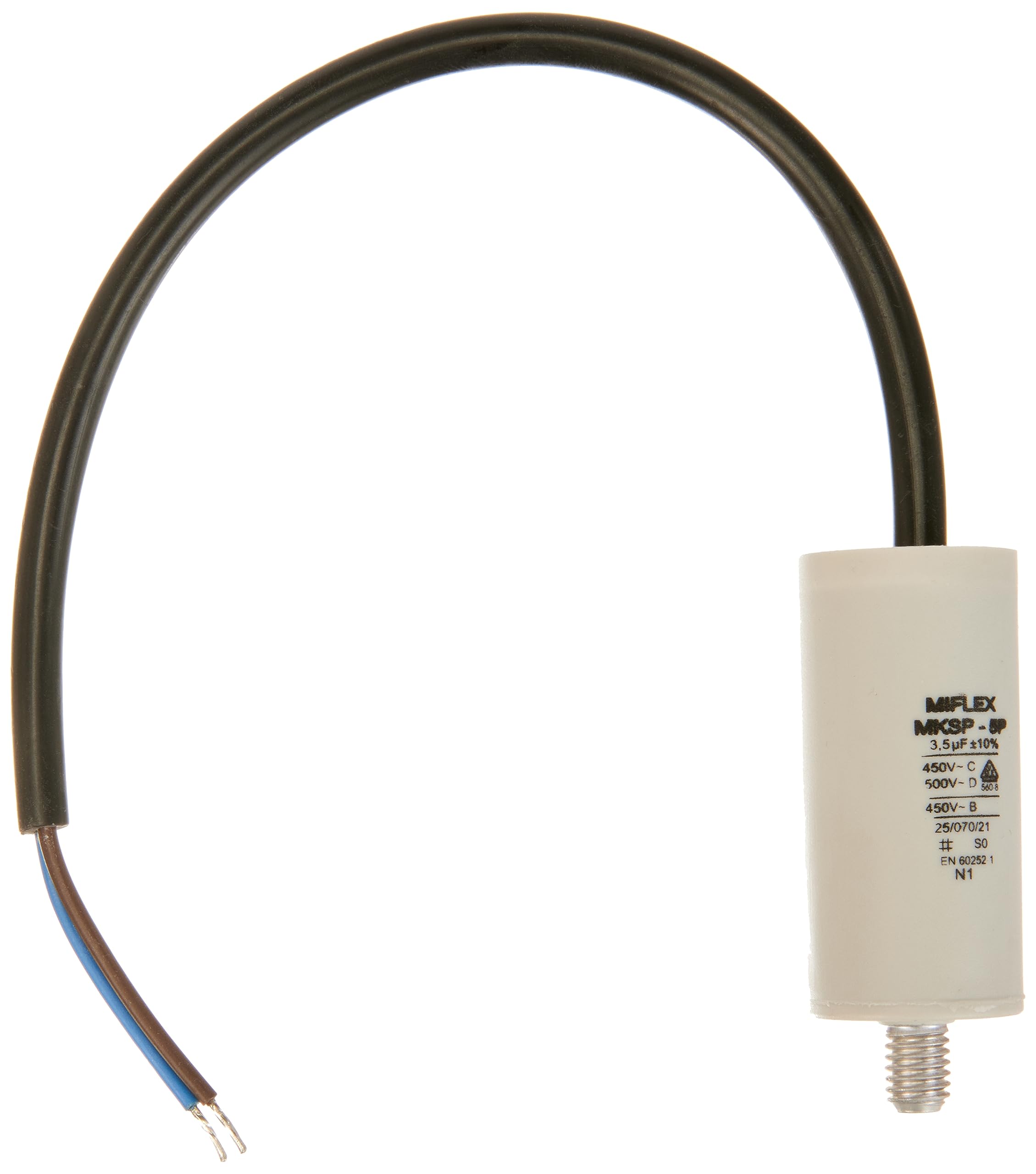 Start-up capacitor motor capacitor 3.5µF 450V 25 x 53 mm cable M8; Miflex 3.5uF