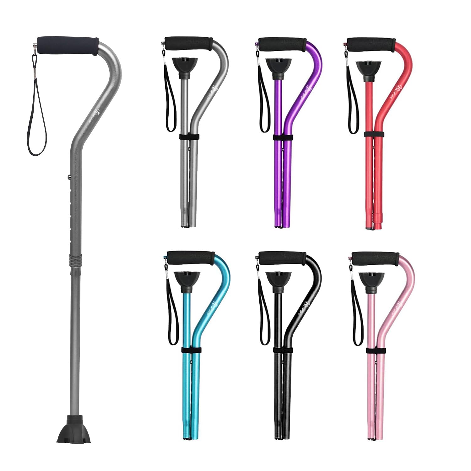 BeneCane Walking Cane for Men & Women Adjustable Cane with Offset Soft Cushioned Handle -Portable Lightweight Sturdy Mobility Walker Aid for Elderly, Seniors Collapsible Cane