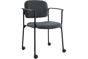 SNUGWAY Stackable Reception Guest Visitor Office Meeting Conference Arms and Wheels Vistor Chair, 1-PACK, Fabric Grey