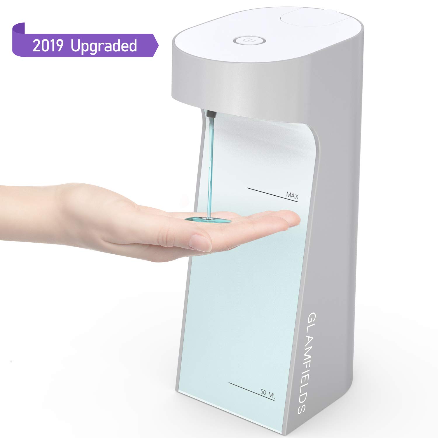 GLAMFIELDS Soap Dispenser Upgraded 13.5oz/400ml Touchless Automatic Soap Dispenser Hands-Free Liquid Dish Soap Dispenser, IPX4 Waterproof for Kitchen Bathroom (Silver)