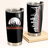 Schian San Francisco City Skyline Legends Baseball Tumbler - Coffee Mug Insulated Tumbler With Lid - Mother's Day, Father's Day, Birthday, Christmas Gifts For Fans - 20 Oz| Stainless Steel