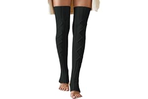 Leoparts Women's Extra Long Stirrup Leg Warmers Winter Knitted Over Knee Thigh High Footless Socks