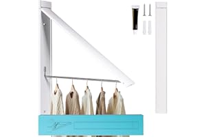 SunEegral Wall Mounted Clothes Drying Rack - Space Saving Aluminum Alloy Foldable Hanger for Laundry Room, Closet, Balcony, D