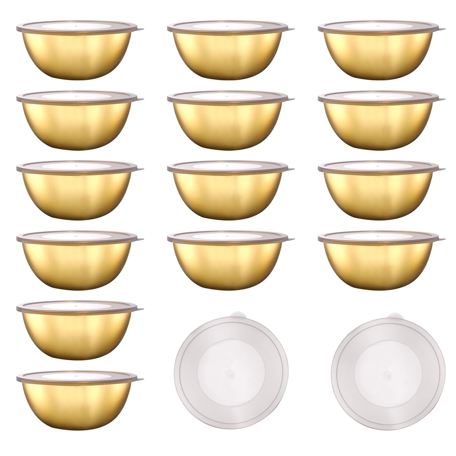 Photo 1 of 14 Pack 6.69 inches Gold Mixing Bowls with 16 Pcs Airtight Lids Stackable Stainless Steel Soup Bowls Versatile Mixing Bowls Metal Fruit Salad Bowls Round Serving Bowl for Kitchen Cooking Supplies