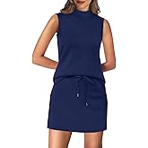 XIEERDUO Two Piece Skirt Sets for Women Summer Beach Vacation Outfits Mock Neck Tops Tennis Skirt Lounge Matching Sets