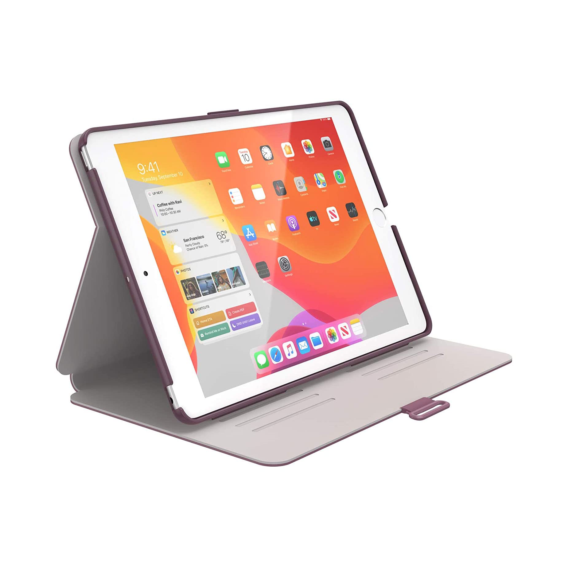 Speck Products BalanceFolio iPad 10.2 Inch Case and Stand, Fits Gen 7 (2019)/ 8 (2020)/ 9 (2021), Plumberry Purple/Crushed Purple/Crepe Pink
